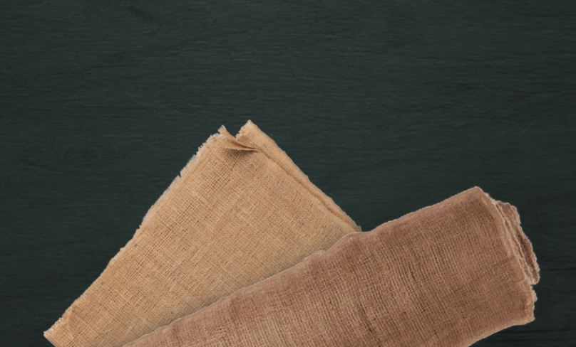 burlap supplies on dark background